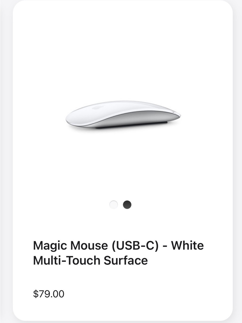 Apple Magic Mouse — WHITE; GENTLY USED; LIKE NEW